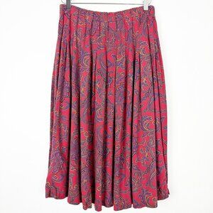 Vintage Marisa Christina Midi Skirt Women's Size XL Red Purple Paisley Print
